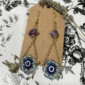 Amethyst Evil Eye Bloom Earrings